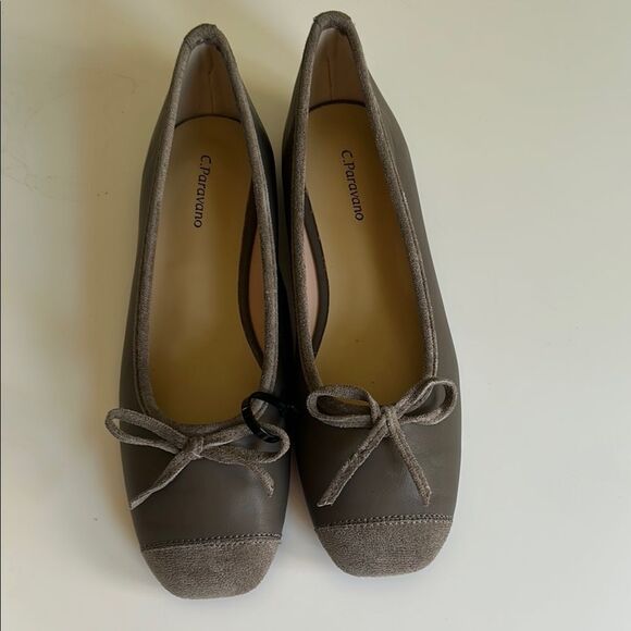 C.Paravano Women's Pump Square Toe Low Block Heels, Grey, Size 39/8 -8.5 NWOT - Picture 2 of 10